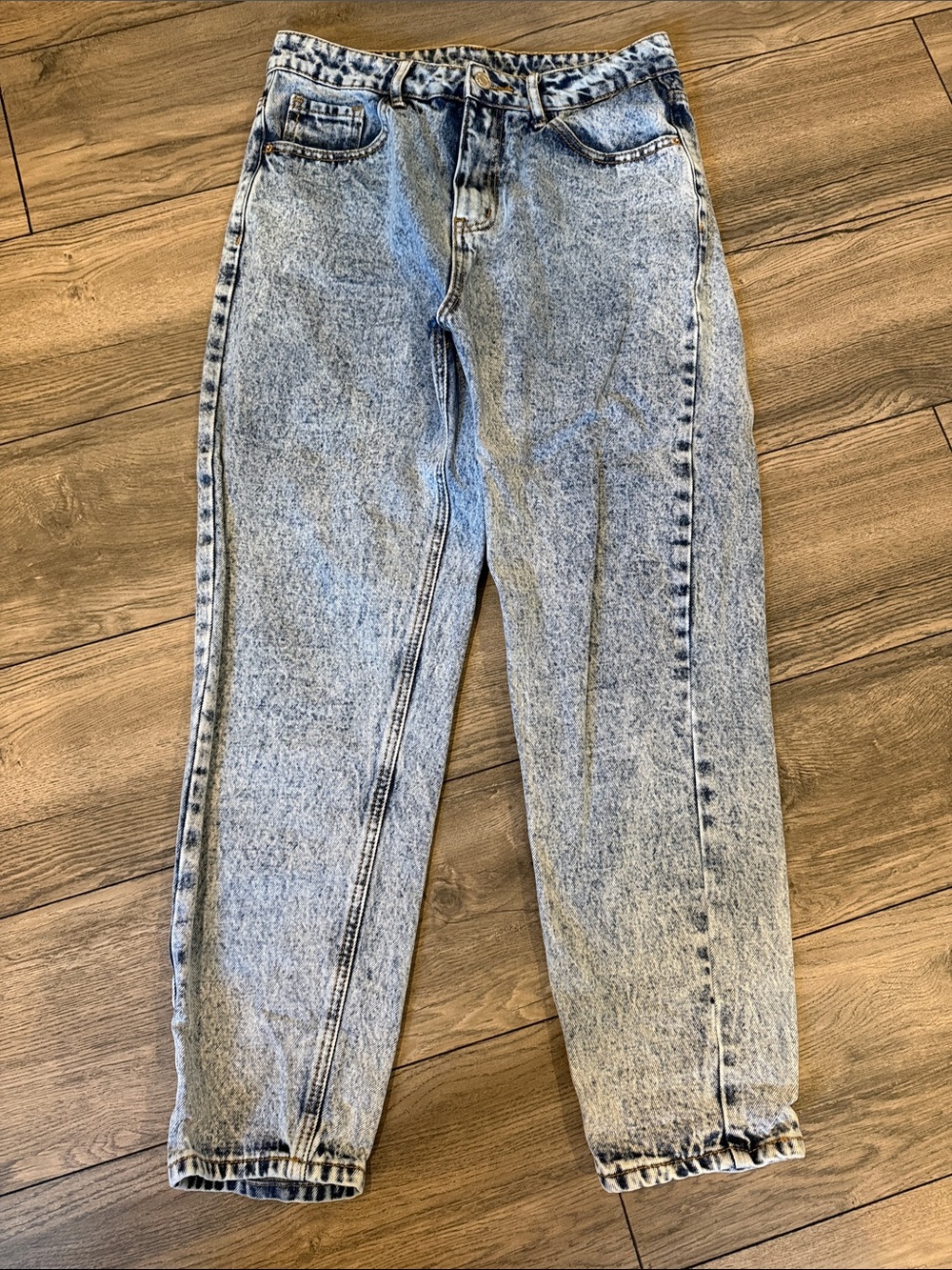 High-Rise Acid Wash Women's Jeans - Light Blue